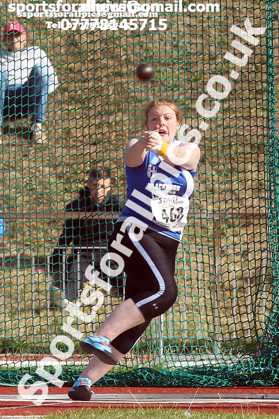 Womens under-17s hammer, 2018 Northern Under-17s/U-15s/U-13s Champs., Wavertree Athletics Centre, Liverpool. Photo: David T. Hewitson/Sports for All Pics